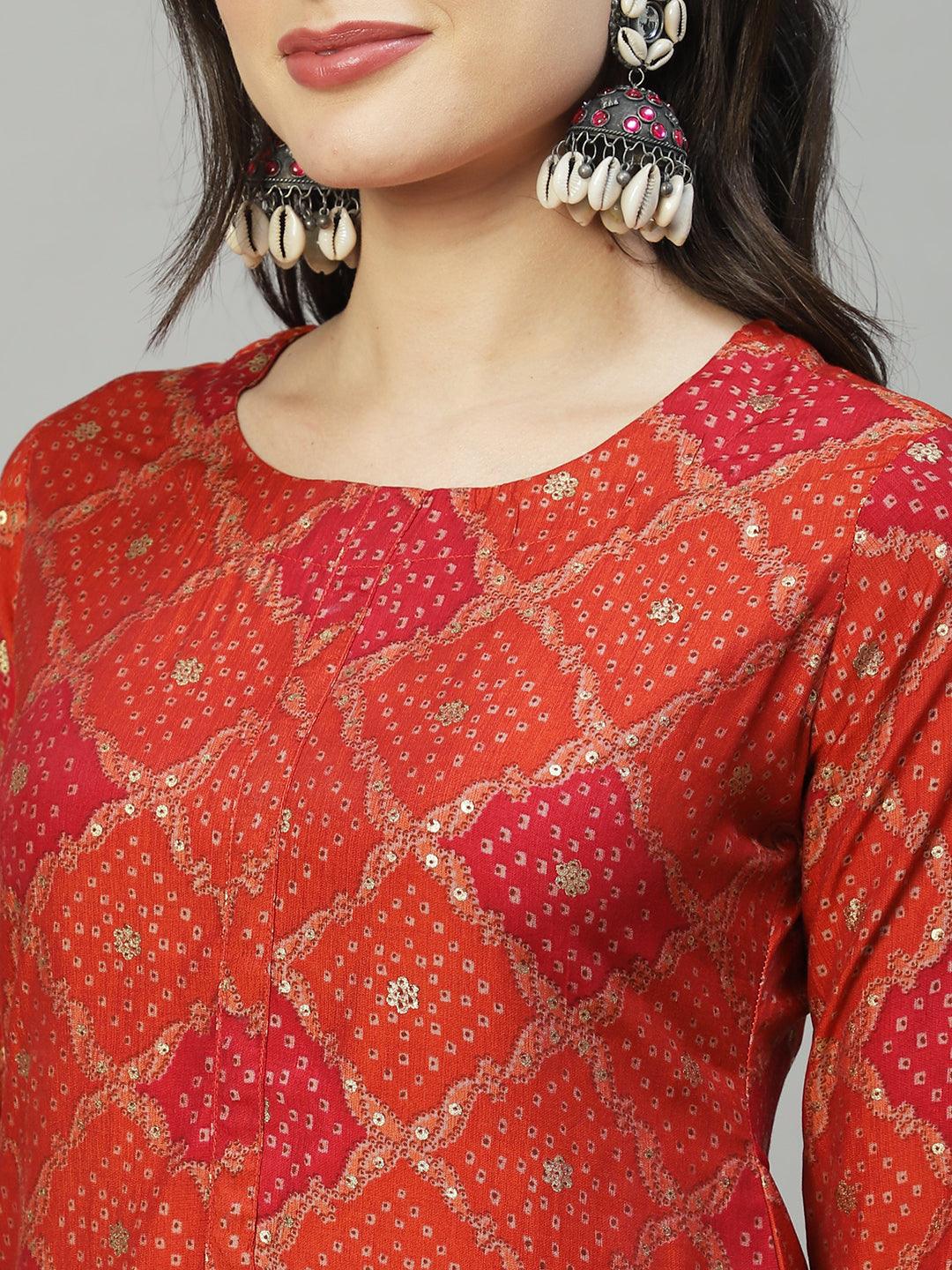 Ethnic Printed Straight Fit Kurta - Multi - Indiakreations