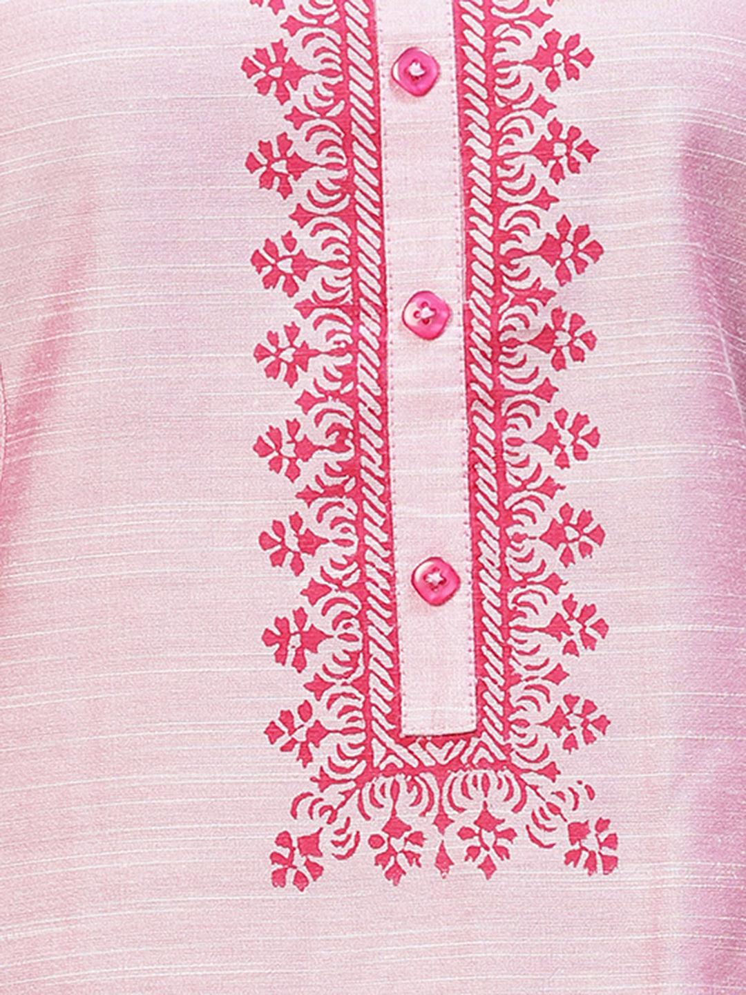 Ethnic Printed Anarkali Flared Kurta – Pink - Indiakreations