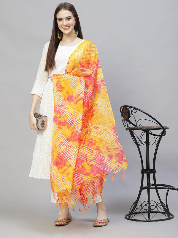 Ethnic Chikankari Embroidered Straight Kurta with Pants & Dupatta - Off White - Indiakreations