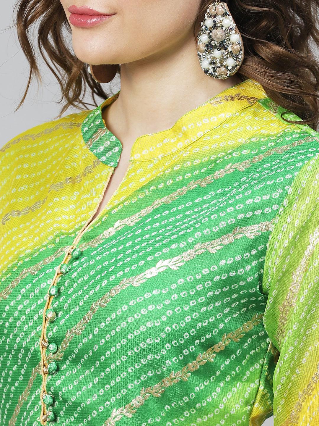 Bandhani Printed Straight Fit Kurta - Multi - Indiakreations