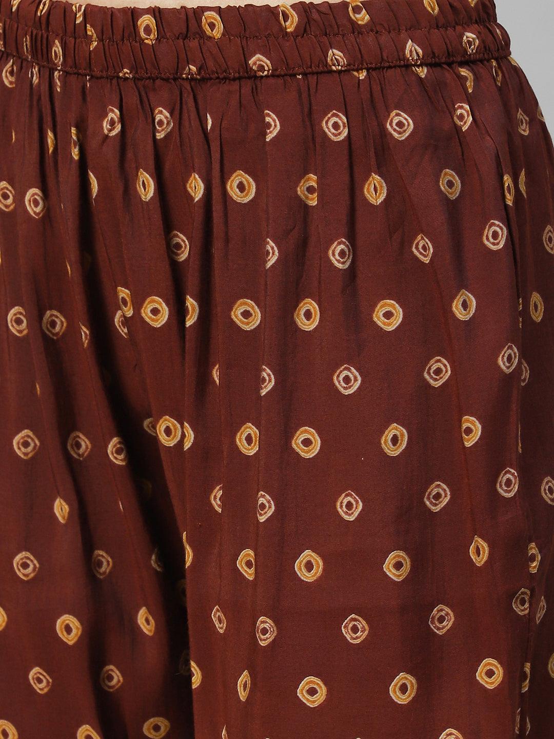 Tie - Dye Printed & Embroidered Straight Fit Kurta with Pant & Dupatta - Mustard - Indiakreations