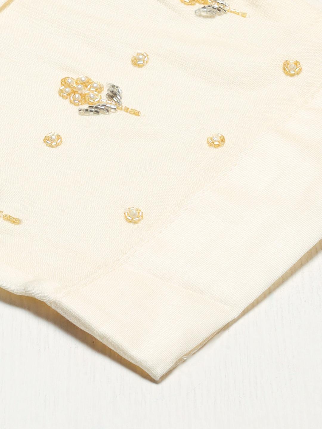 Ethnic Hand Embroidered Straight Kurta with Pants & Dupatta - Yellow - Indiakreations