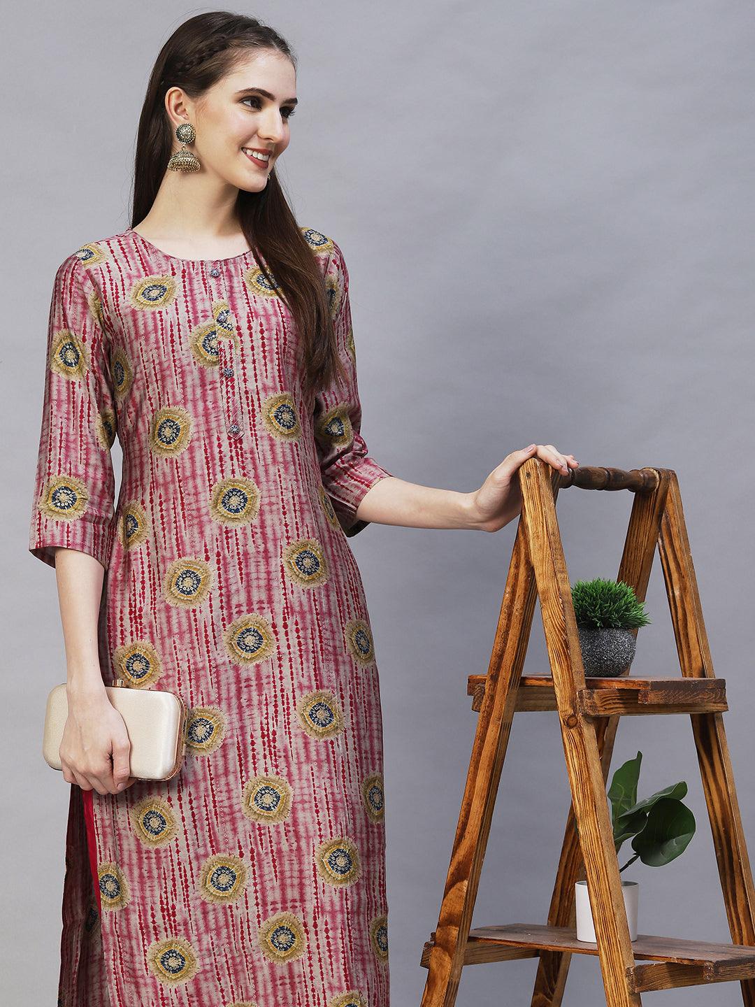 Tie-Dye Printed Straight Fit Kurta – Multi - Indiakreations