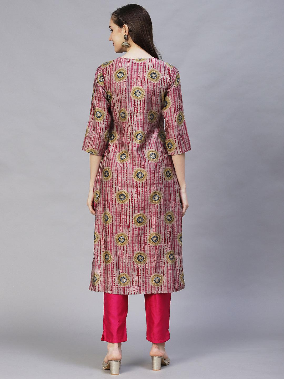 Tie-Dye Printed Straight Fit Kurta – Multi - Indiakreations