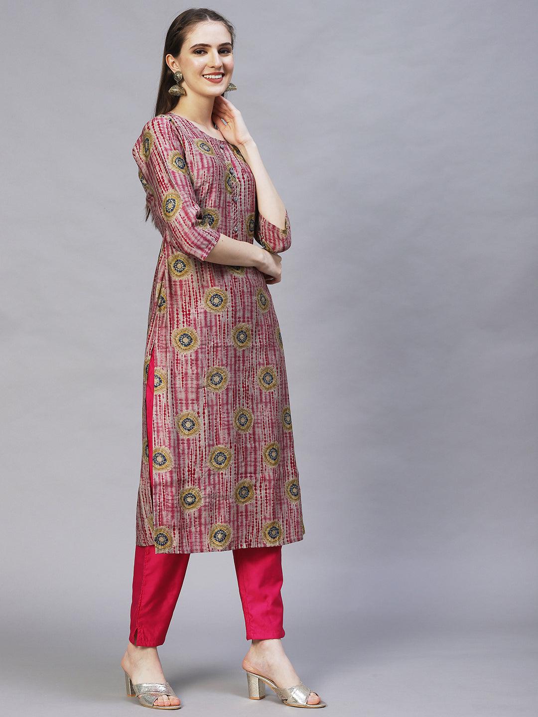 Tie-Dye Printed Straight Fit Kurta – Multi - Indiakreations