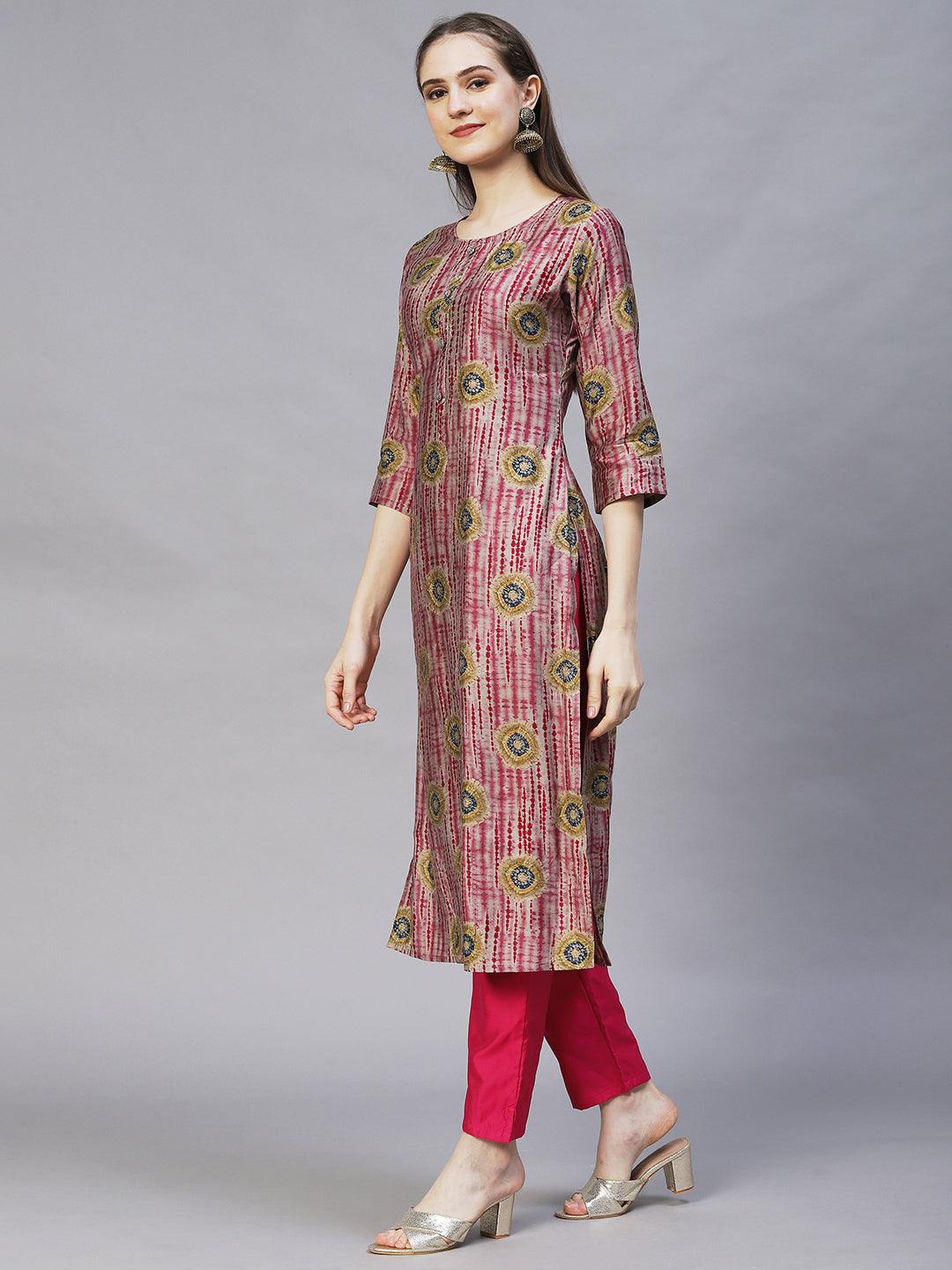 Tie-Dye Printed Straight Fit Kurta – Multi - Indiakreations