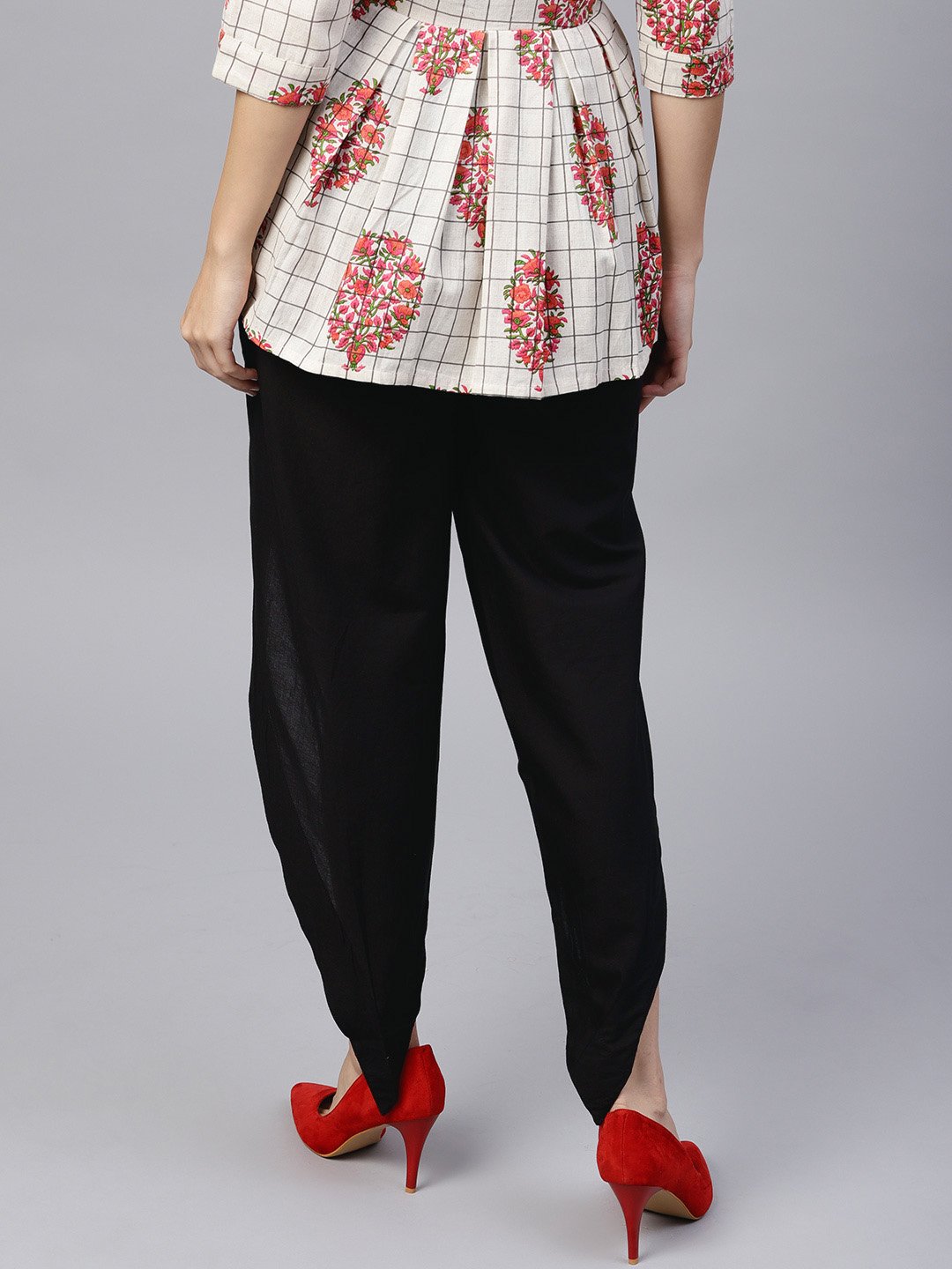 Black ankle length cotton tulip pant | NOZ2TOZ - Made In INDIA.