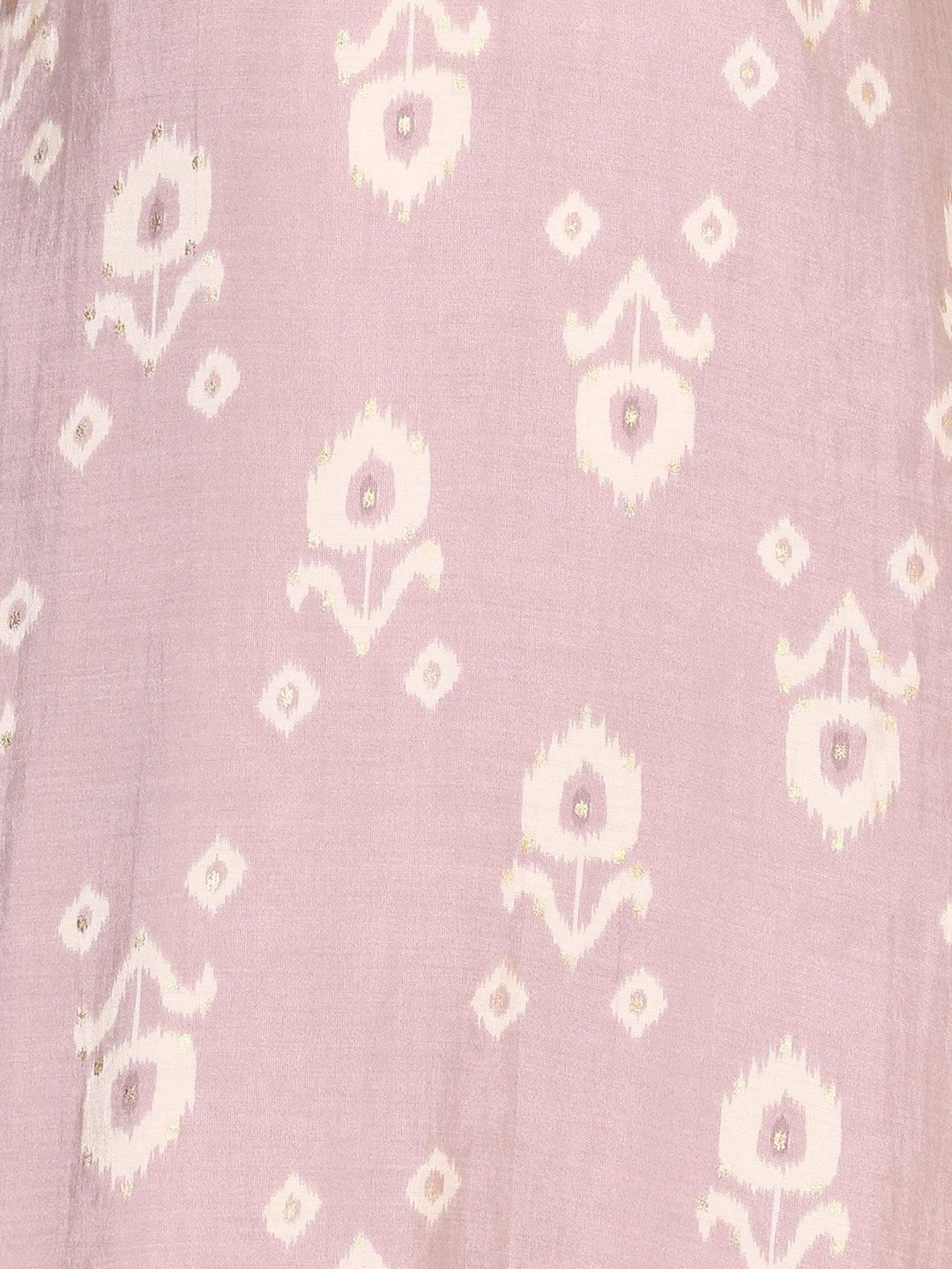 Floral Hand Embroidered Straight Fit Kurta – Lilac Purple - Indiakreations