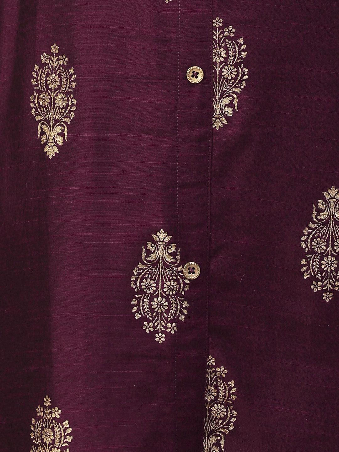 Ethnic Printed A-Line Kurta - Magenta - Indiakreations