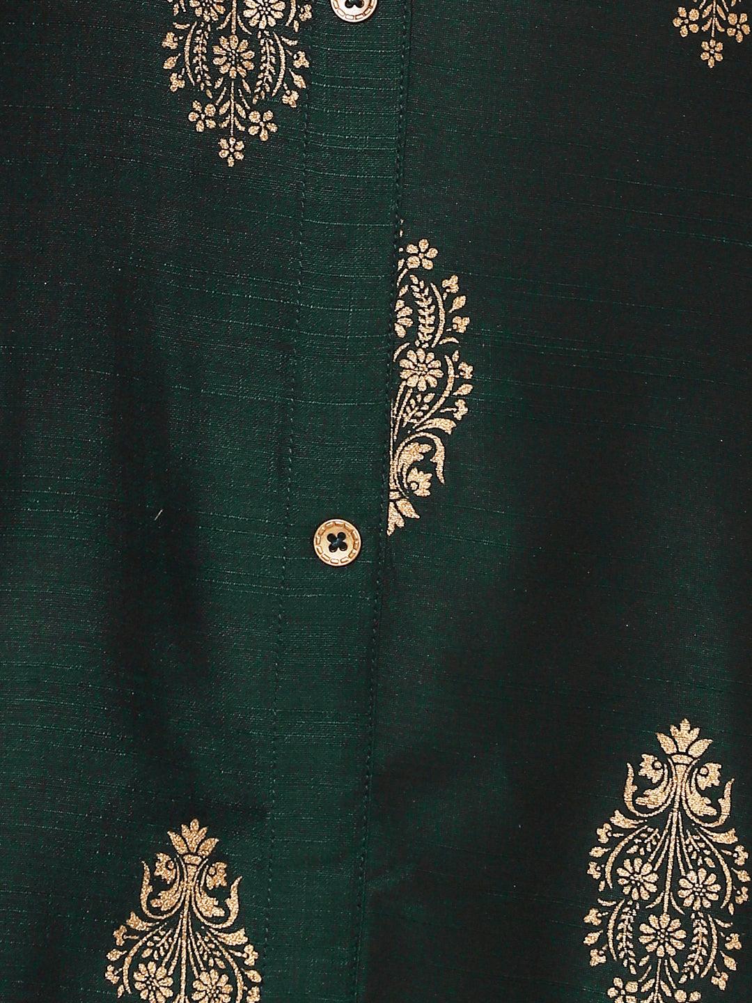 Ethnic Printed A-Line Kurta - Green - Indiakreations