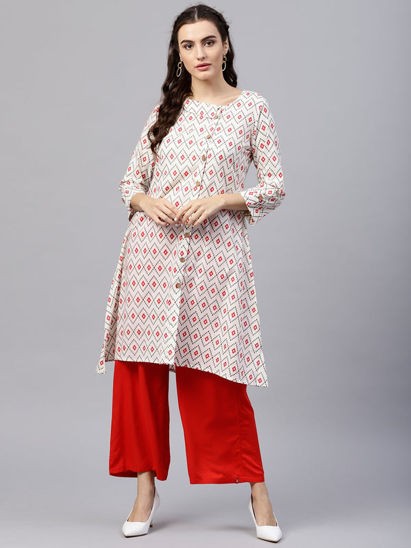 Multi colored kurta with half sleeves and v-neck | NOZ2TOZ - Made In INDIA.