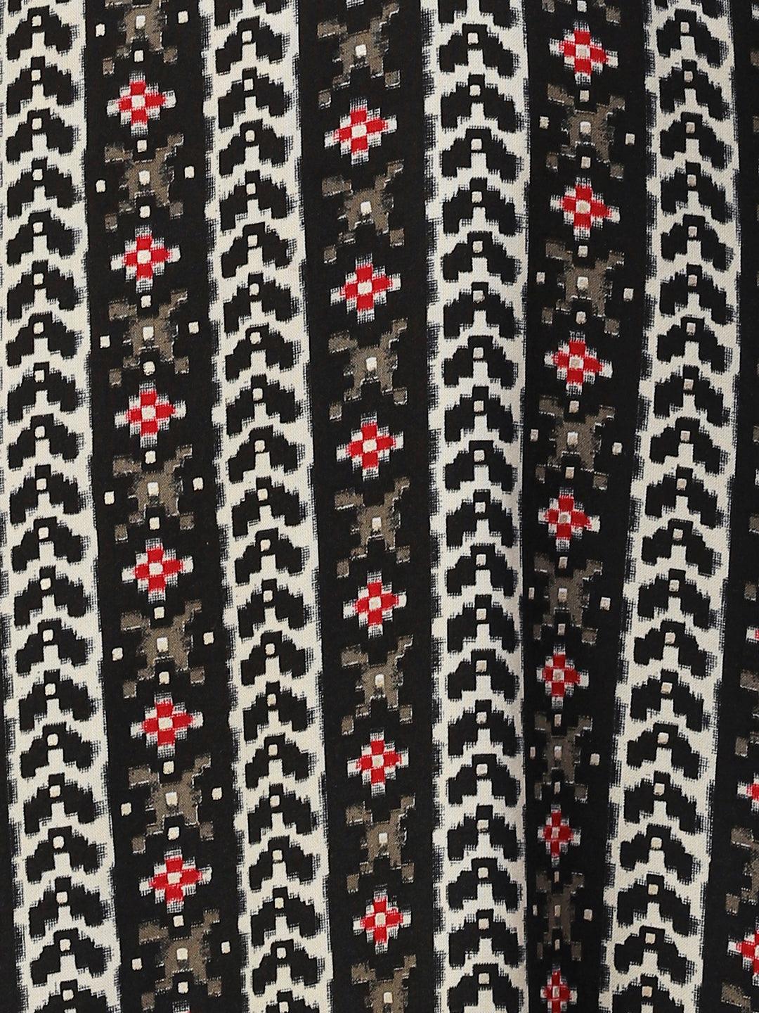 Abstract Printed Beaded Kurta - Black - Indiakreations