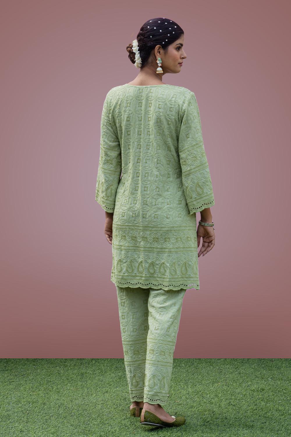 Mehfil Pista Green Twin Set - Indiakreations