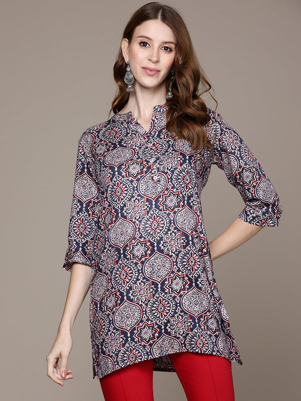 Women's Blue Ethnic Motifs Printed Tunic