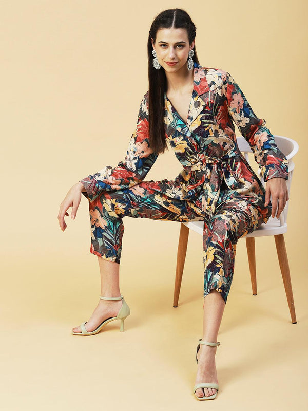 Floral Printed Shirt With Pants Co-ord Set - Multi - Indiakreations