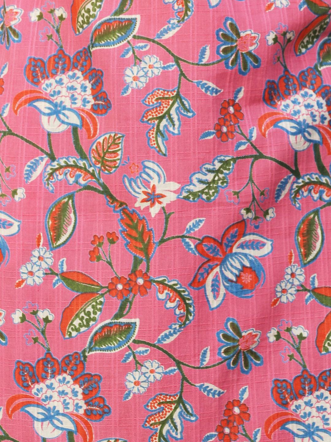 Floral Jaal Printed Kurta - Pink - Indiakreations