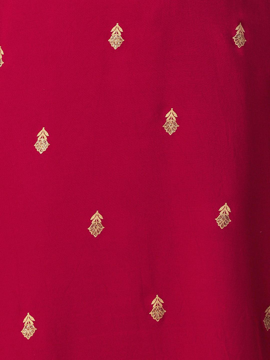 Floral Foil Printed Kurta - Maroon - Indiakreations