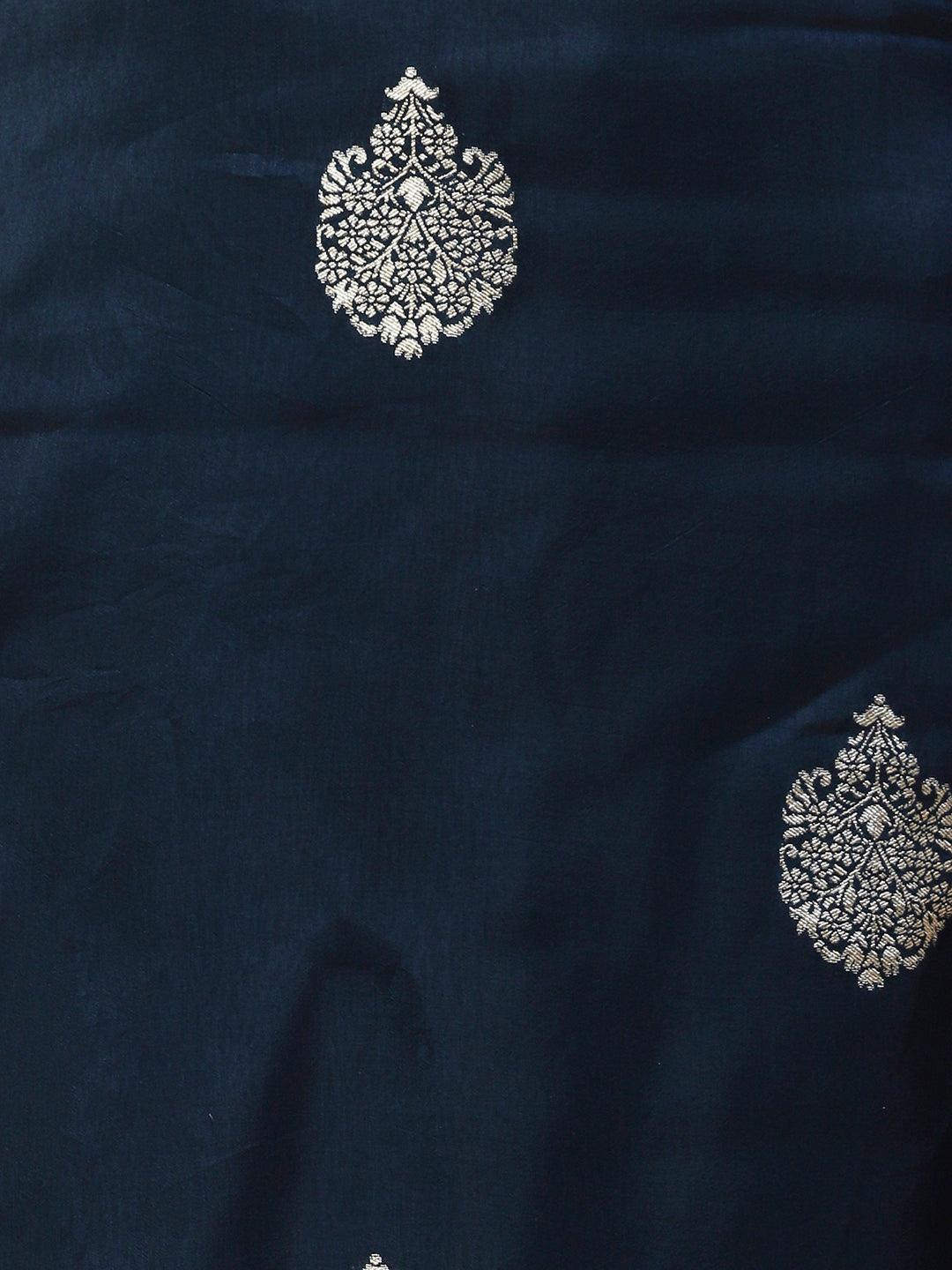 Zari Jacquard Zardozi Embroidered Kurta With Pants & Gotapatti Embroidered Dupatta - Blue - Indiakreations