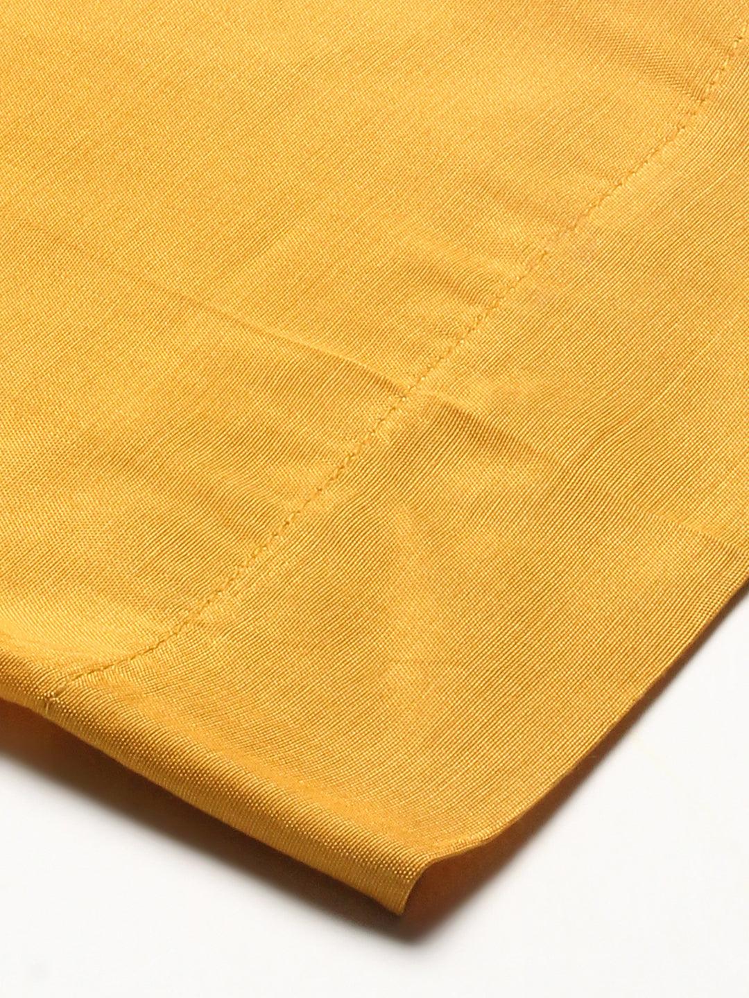 Bandhani Hand Embroidered Kurta With Pants & Bandhani Dupatta - Yellow - Indiakreations