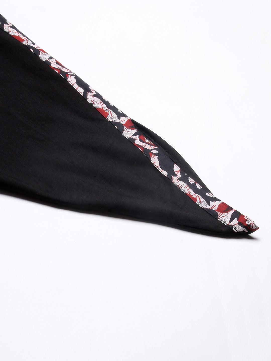 Solid Black Cotton Dhoti Pant - Black - Indiakreations