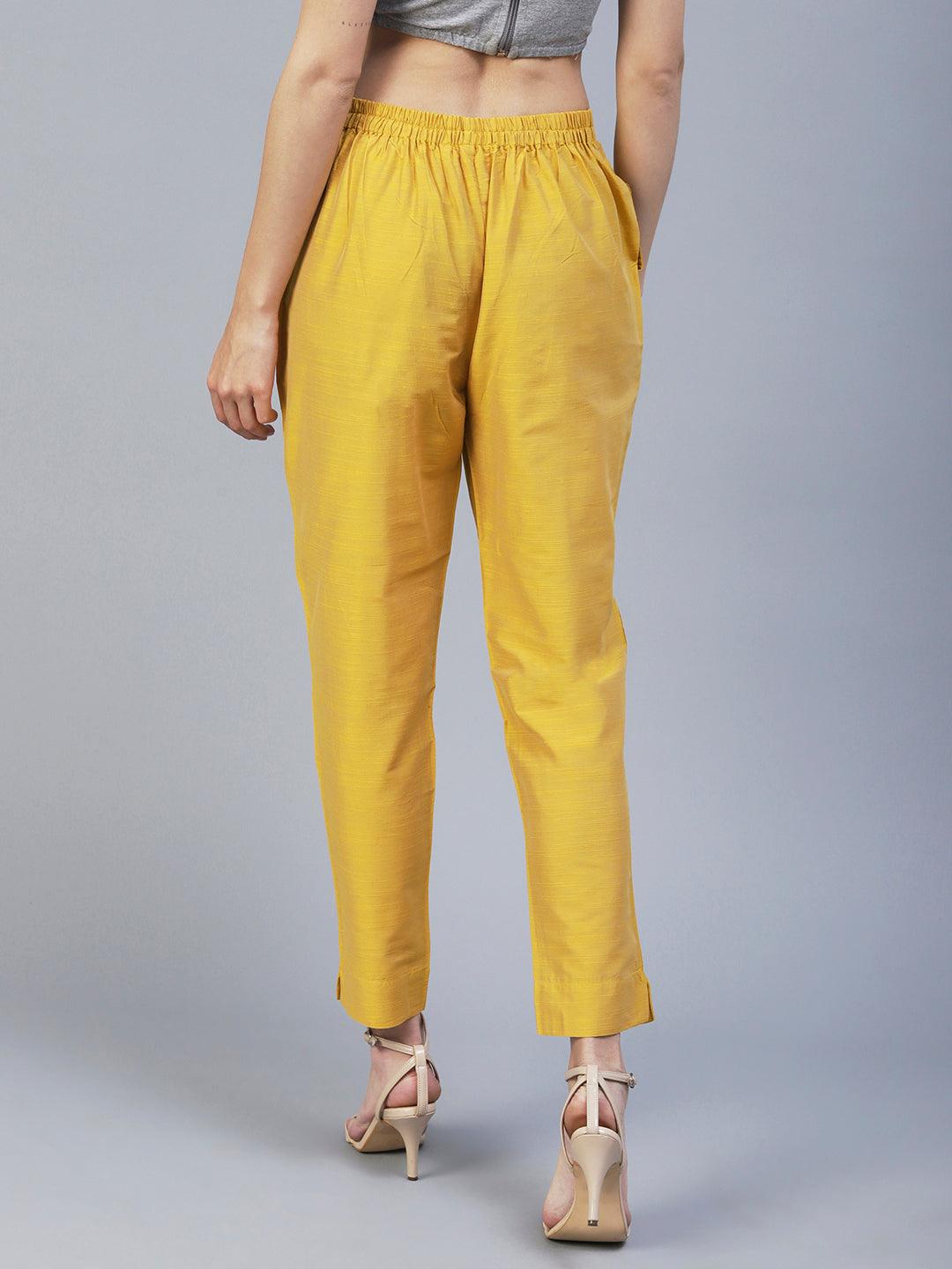 Solid Pants - Yellow - Indiakreations