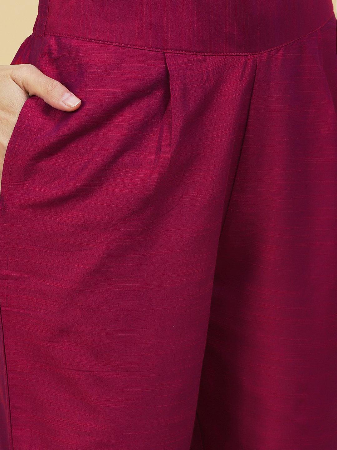 Solid Pants - Burgundy - Indiakreations