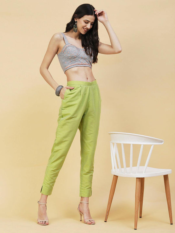 Solid Pants - Lime Green - Indiakreations