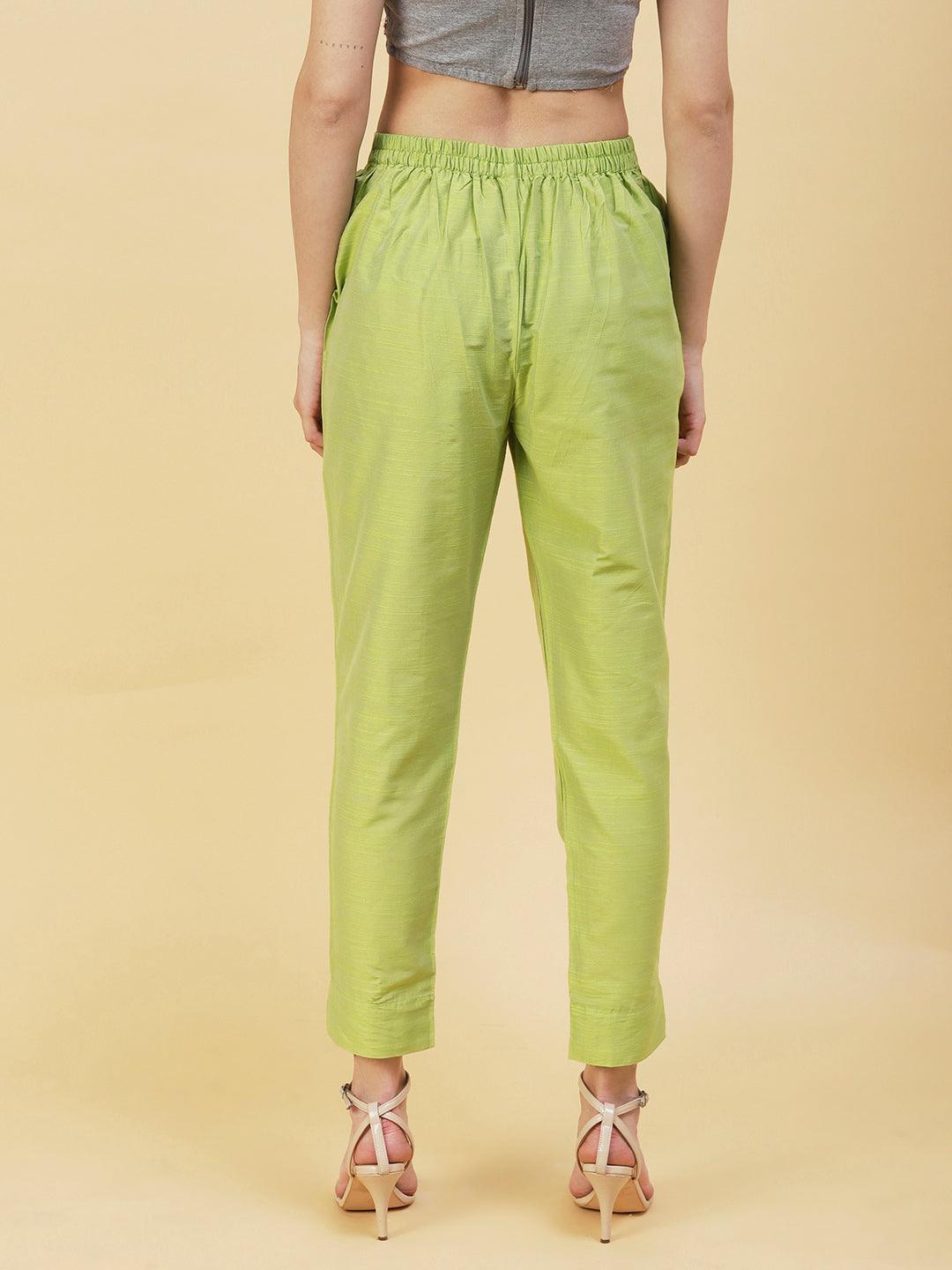 Solid Pants - Lime Green - Indiakreations