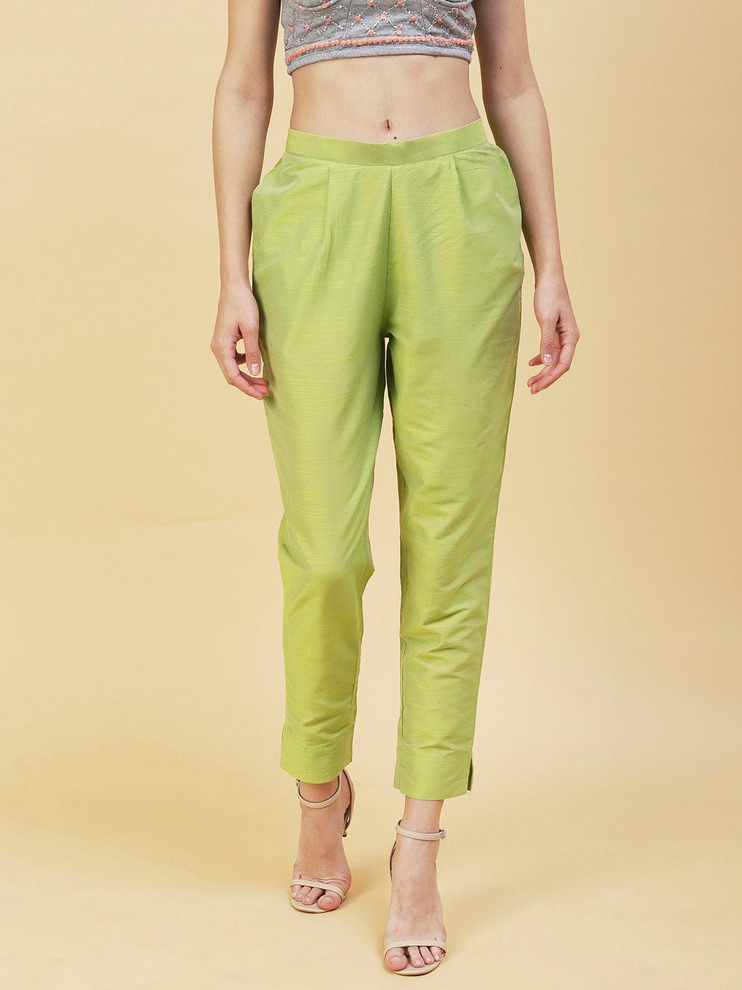 Solid Pants - Lime Green - Indiakreations