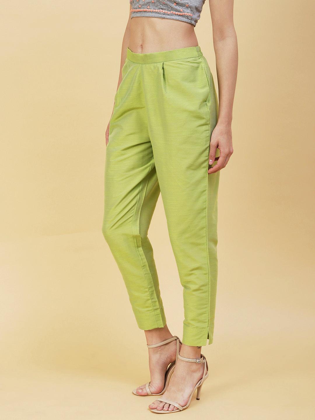 Solid Pants - Lime Green - Indiakreations