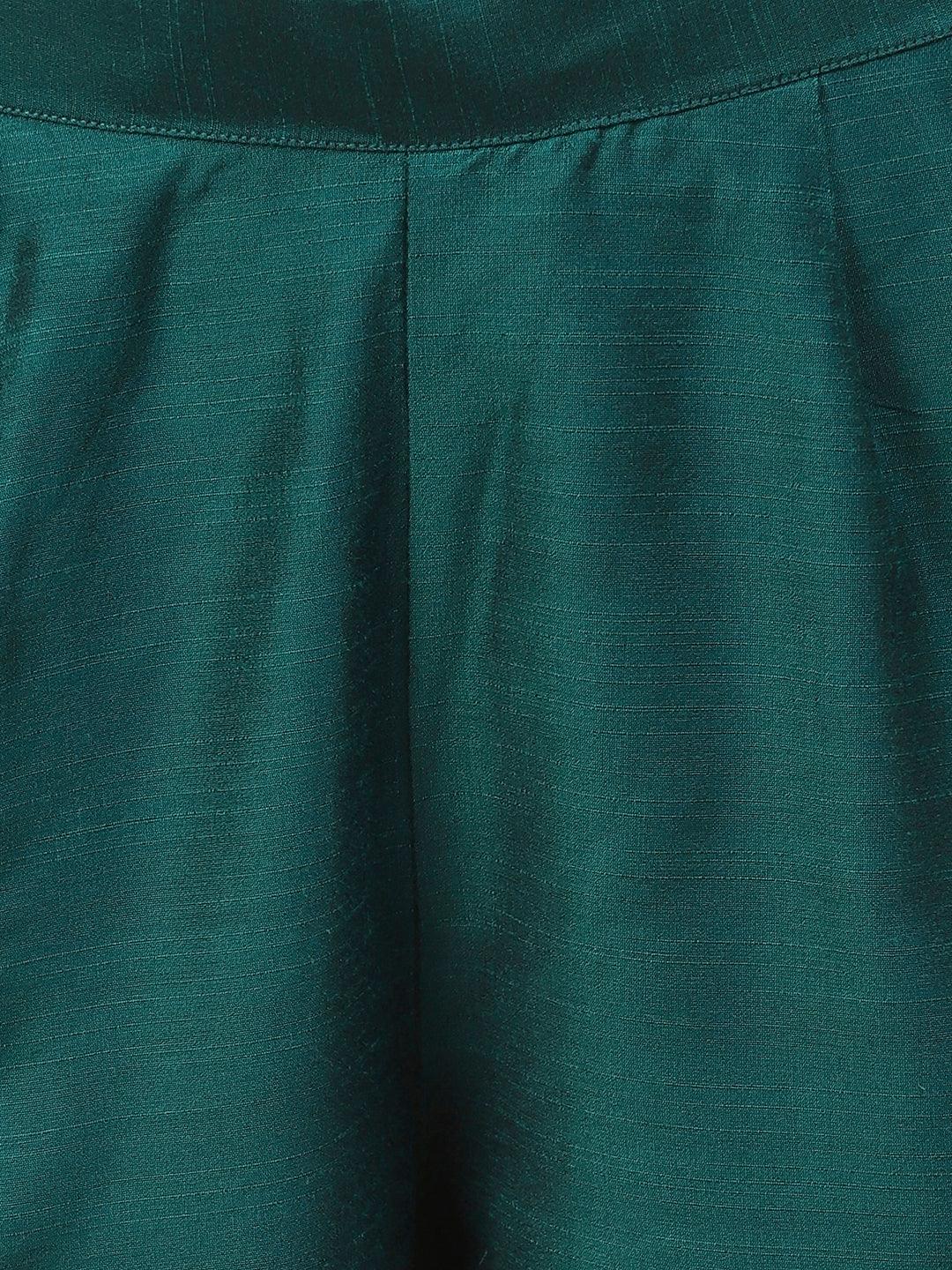 Solid Slub Pants - Green - Indiakreations