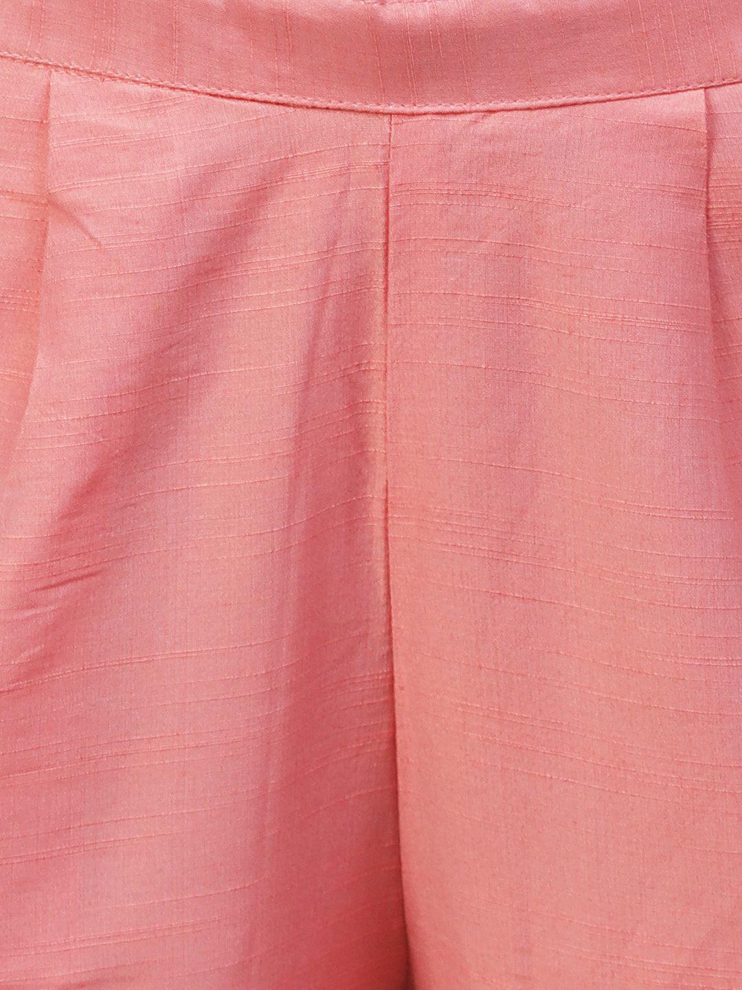 Solid Slub Pants - Peach - Indiakreations