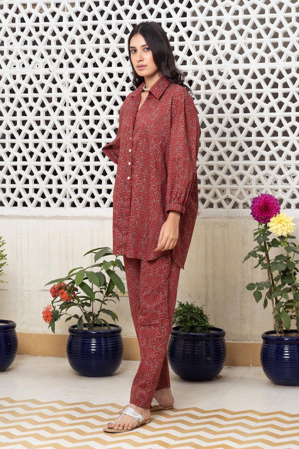 Red Co-ord Set Of 2 - Indiakreations