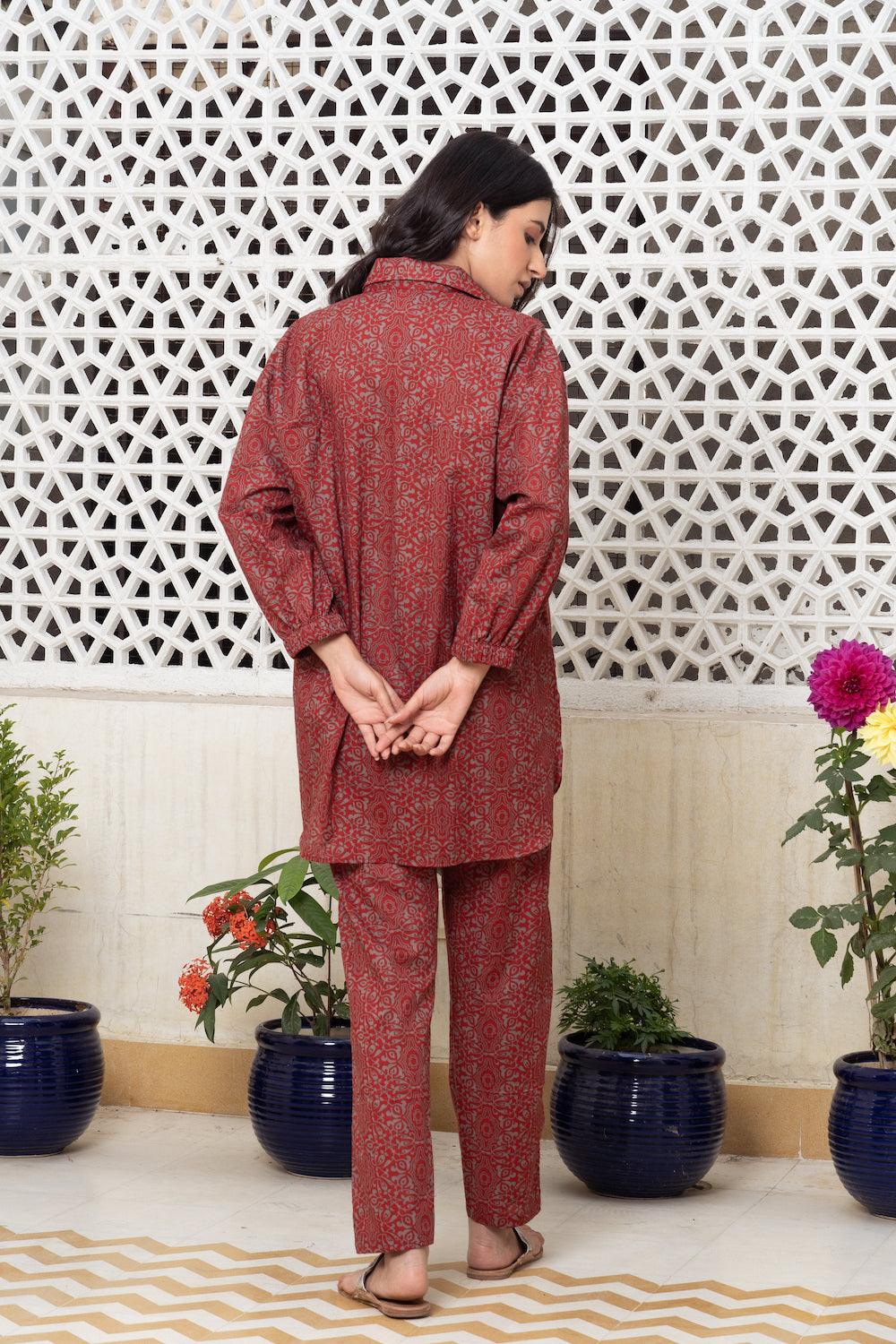 Red Co-ord Set Of 2 - Indiakreations