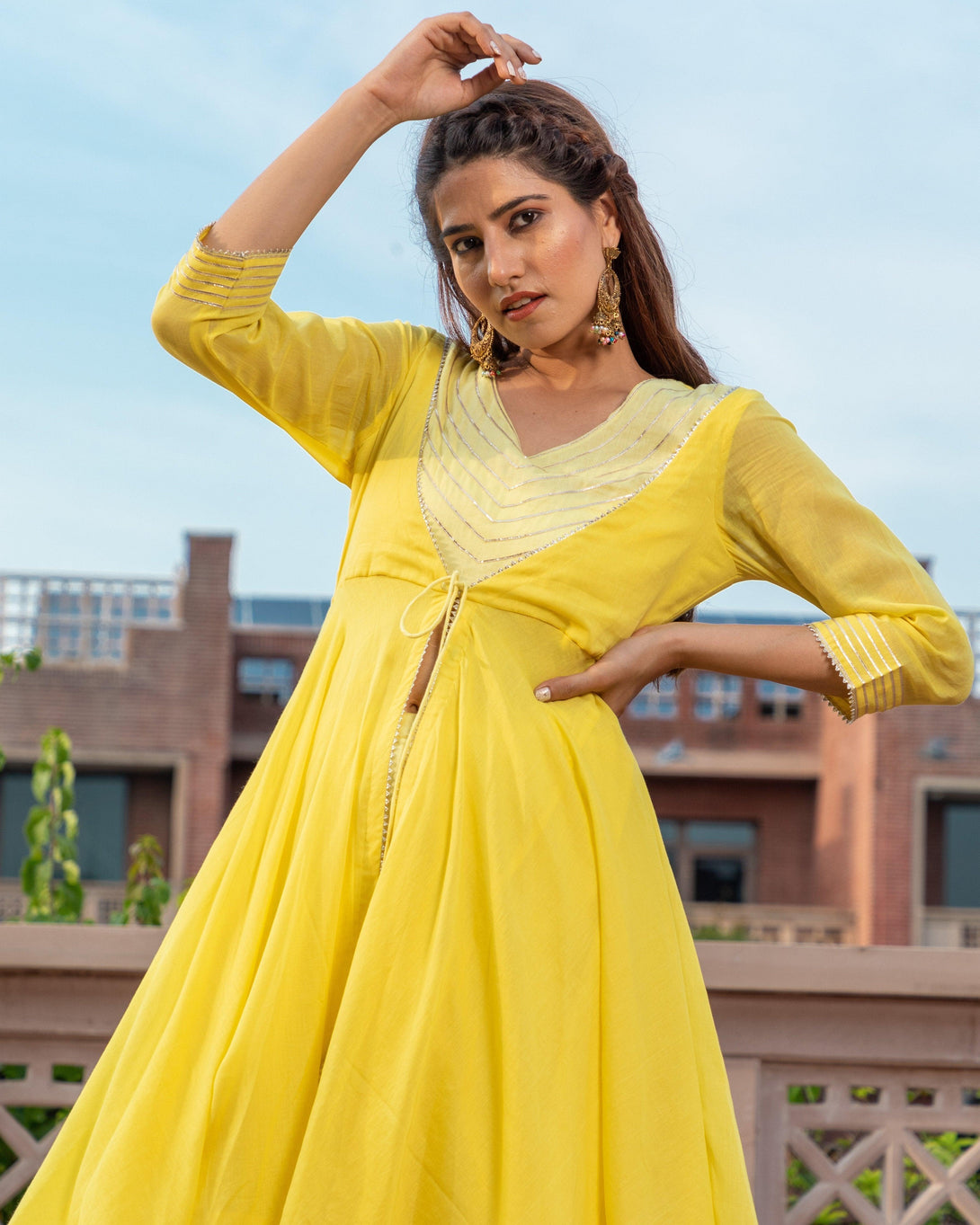 Women's Yellow Kurta Palazzo - Baisacrafts - Indiakreations