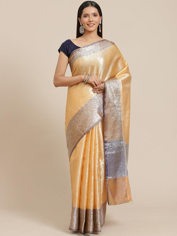 Women's Semi Silk Tanchui Saree - Varanasi - Indiakreations