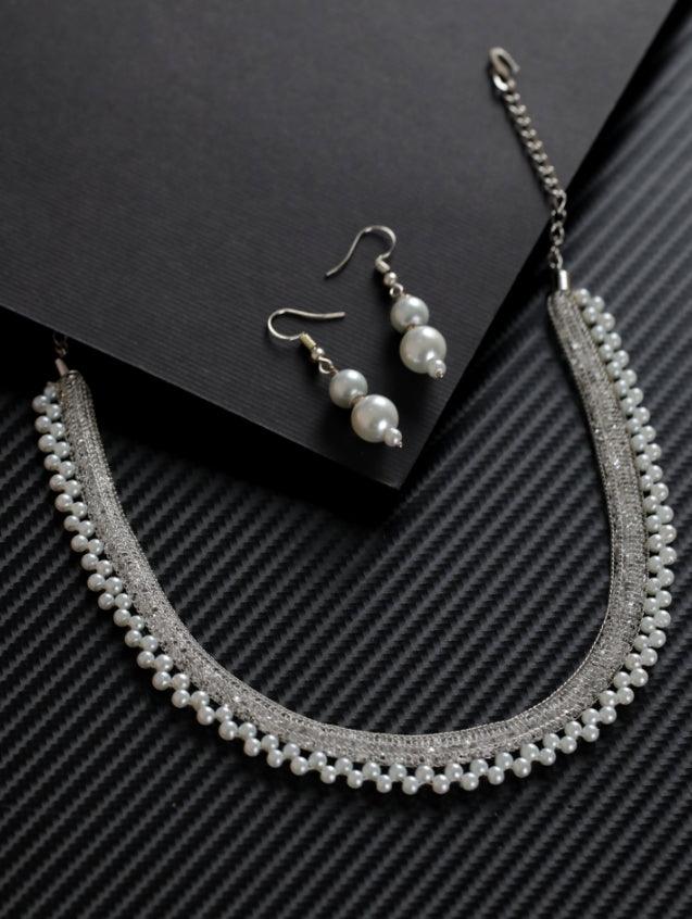 Women's Silver Plated & White Pearl Jewellery Set - Jazz And Sizzle - Indiakreations