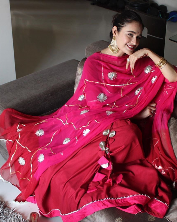 Maroon Pink Gotapatti Suit Set | Relove