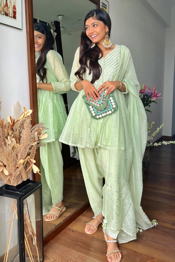 Srishti Agarwal in Noor Green Kurta With Salwar Set