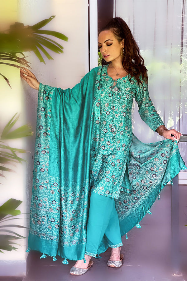 Ahana Ghai in Amaara Green Short Shirt Suit Set