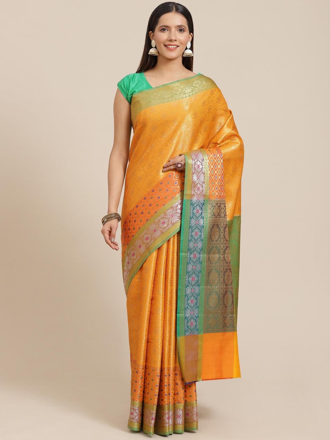 Women's Semi Silk Tanchui Brocade Saree - Varanasi - Indiakreations