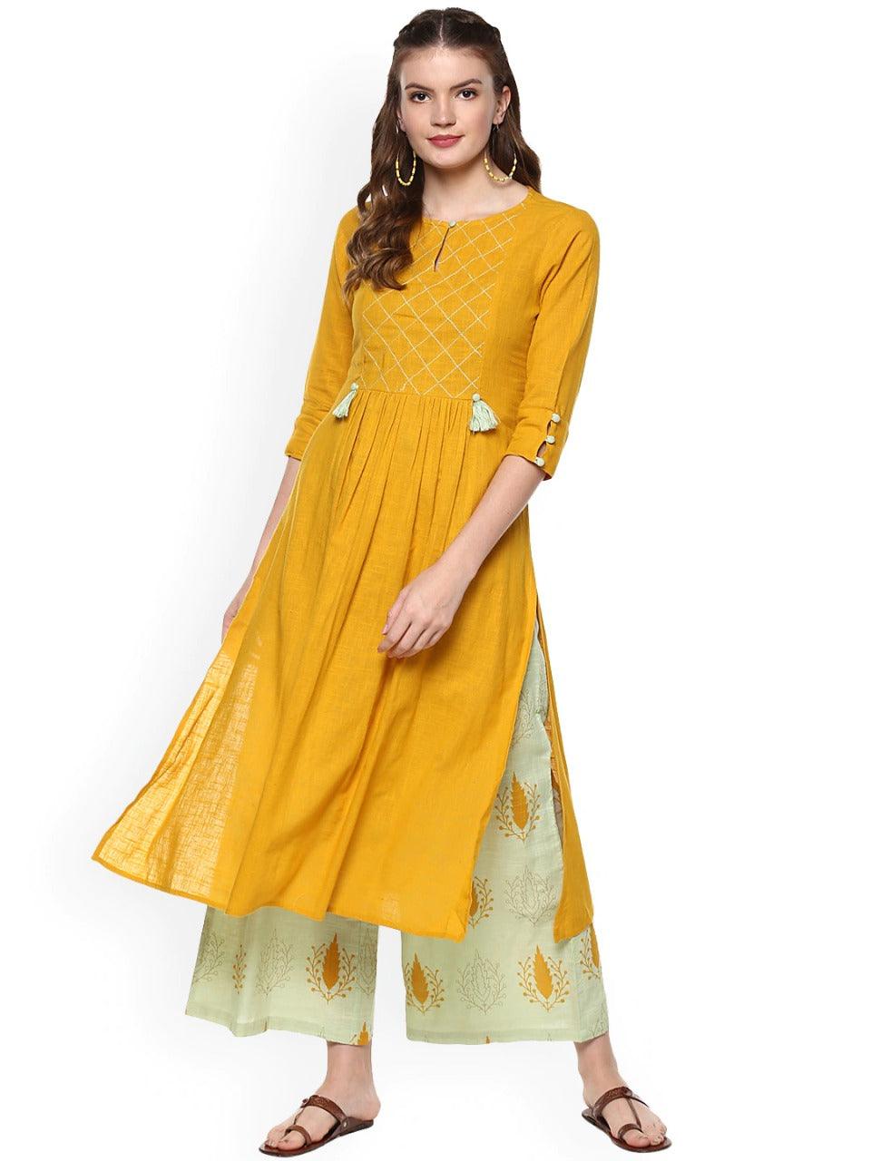 Women's Kurta And Palazzo Set Rayon 2Pc - Noz2Toz - Indiakreations