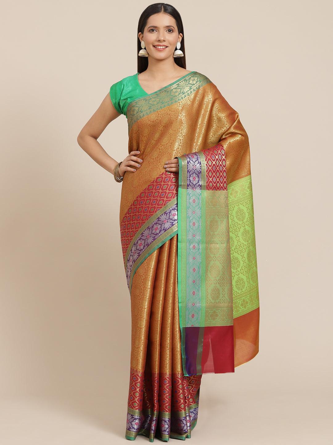 Women's Semi Silk Tanchui Brocade Saree - Varanasi - Indiakreations