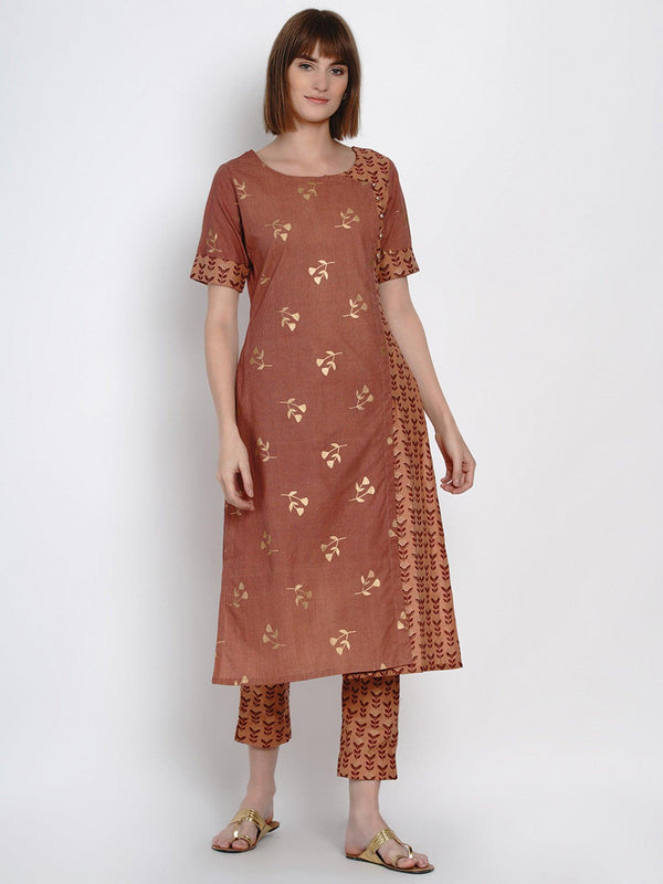 Women's Coral Cotton Printed Kurta Set - Women Republic - Indiakreations