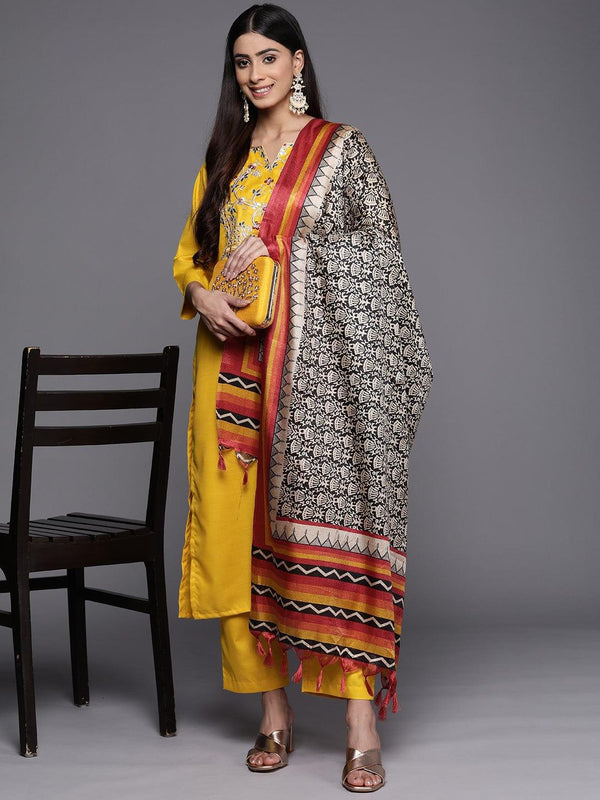 Varanga Floral Yoke Design Gotta Patti Kurta with Trousers & With Dupatta - Indiakreations