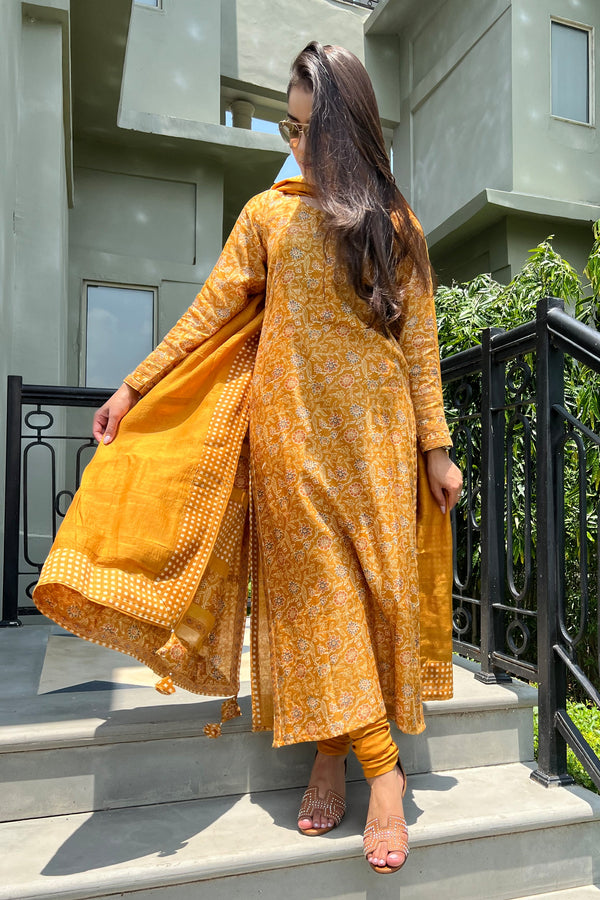 Shivani Girdhar in Amaara Mustard Staright Suit With Chooridar