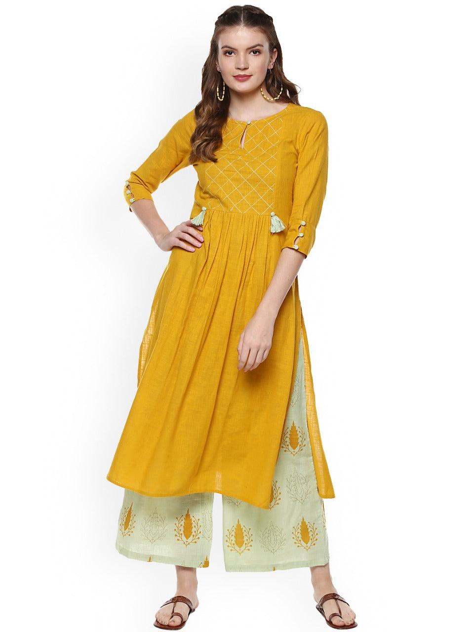 Women's Kurta And Palazzo Set Rayon 2Pc - Noz2Toz - Indiakreations