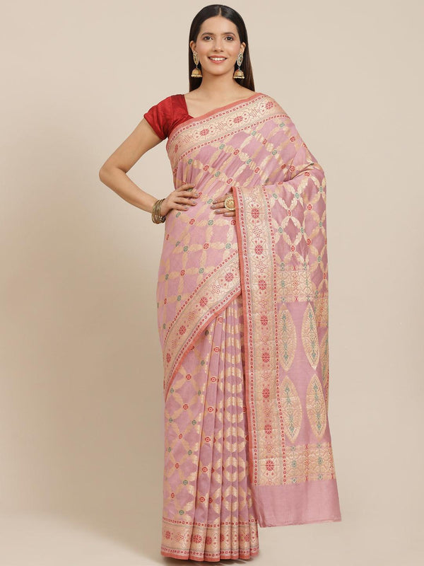 Women's Pure Cotton Silk Blended Saree - Varanasi - Indiakreations