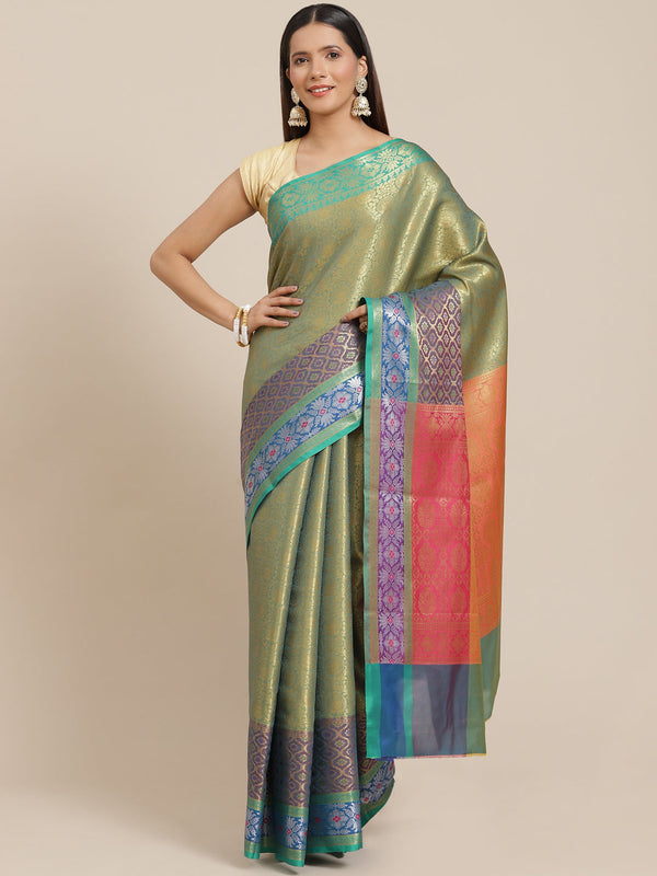 Women's Semi Silk Tanchui Brocade Saree - Varanasi - Indiakreations