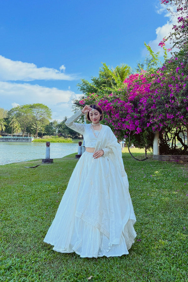 Isha Borah in Shweta Ivory Lehenga Set